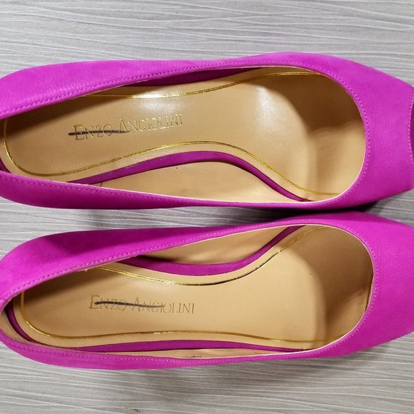 Enzo Angiolini 'Gelabelle' Peep Toe Pump, Purple Leather, Womens Size 7 M - Picture 8 of 10